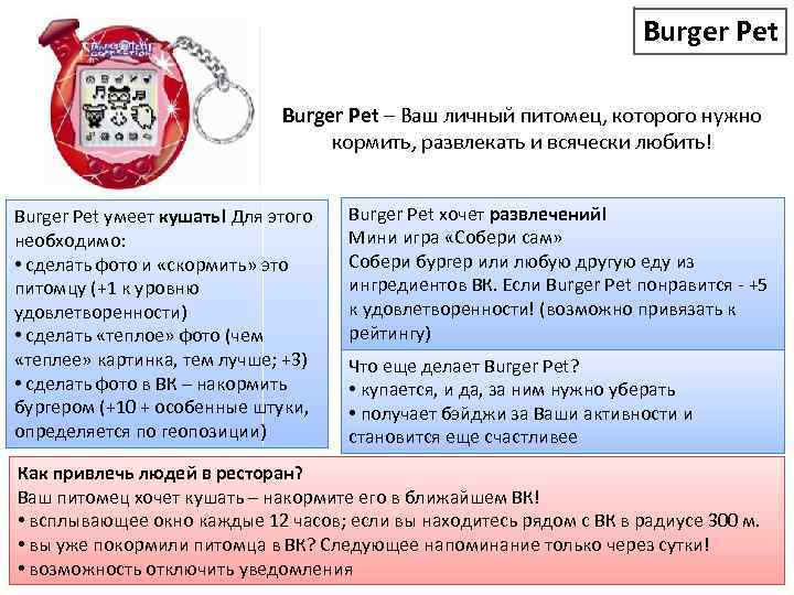 Burger Pet – Ваш личный питомец, которого нужно кормить, развлекать и всячески любить! Burger