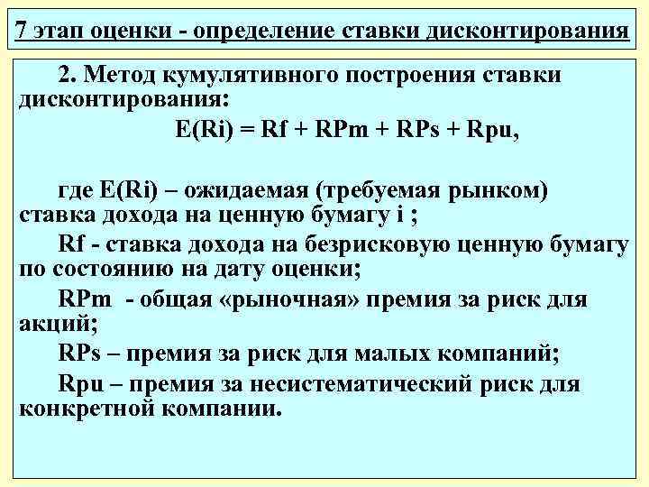 Балл измерение. Кумулятивный метод оценки ставки дисконтирования. Метод кумулятивного построения ставки дисконтирования. Кумулятивный метод определения ставки дисконтирования. Методики определения ставки дисконта.