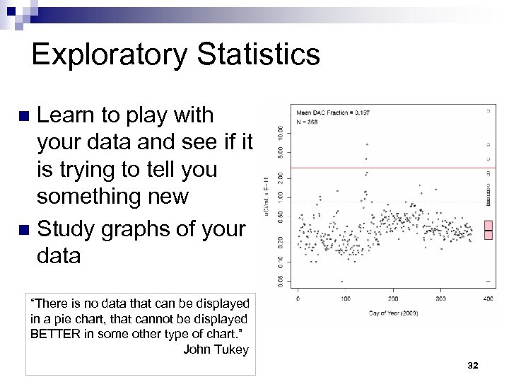 Exploratory Statistics Learn to play with your data and see if it is trying