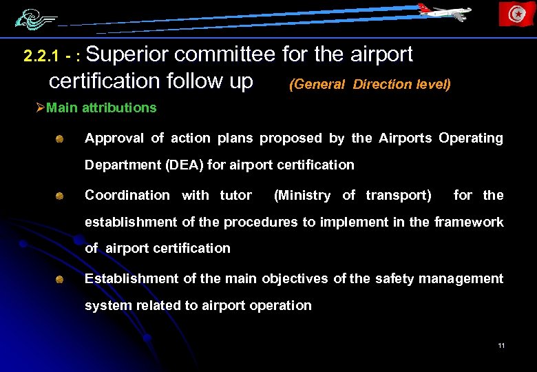 2. 2. 1 - : Superior committee for the airport certification follow up (General