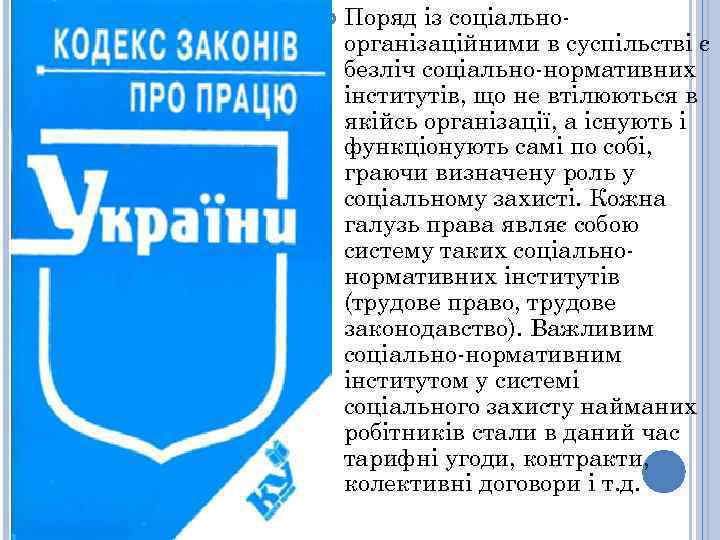  Поряд із соціальноорганізаційними в суспільстві є безліч соціально-нормативних інститутів, що не втілюються в
