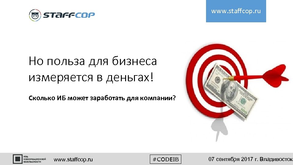 www. staffcop. ru Но польза для бизнеса измеряется в деньгах! Сколько ИБ может заработать