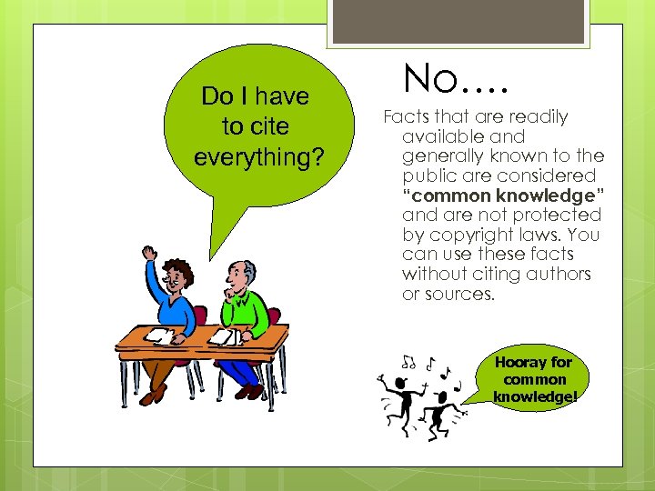 Do I have to cite everything? No…. Facts that are readily available and generally