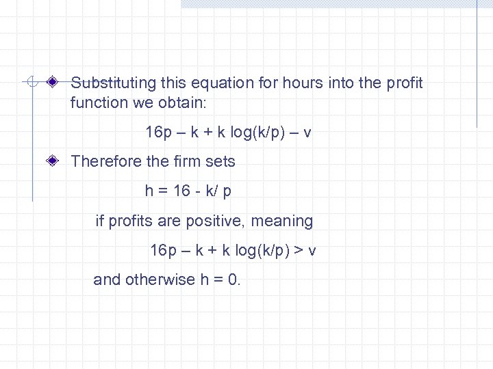 Substituting this equation for hours into the profit function we obtain: 16 p –