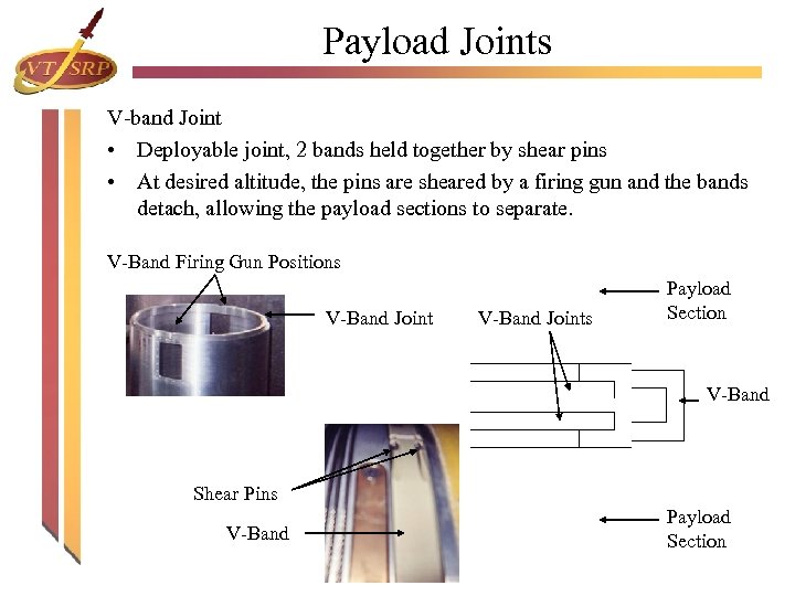 Payload Joints V-band Joint • Deployable joint, 2 bands held together by shear pins