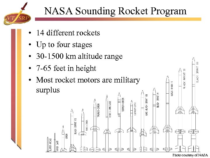 NASA Sounding Rocket Program • • • 14 different rockets Up to four stages