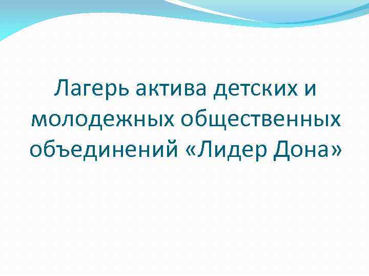 Лагерь актива детских и молодежных общественных объединений «Лидер Дона» 