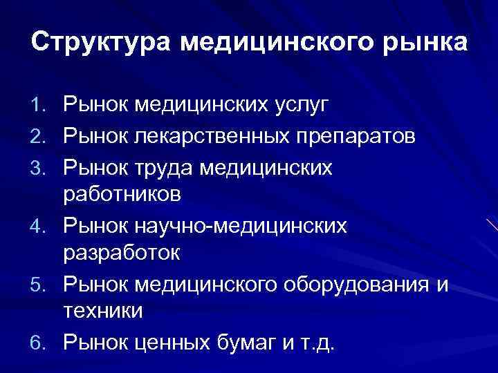 Особенности рынка медицинских услуг презентация