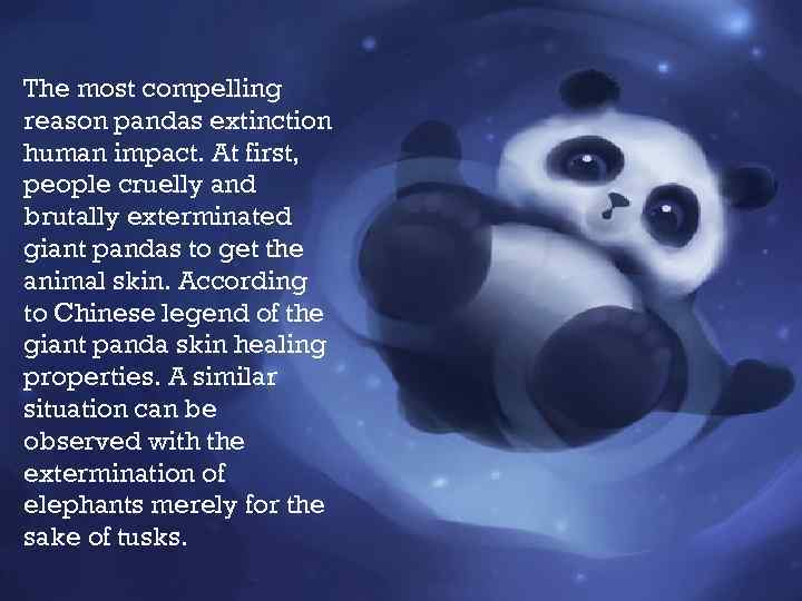 The most compelling reason pandas extinction human impact. At first, people cruelly and brutally