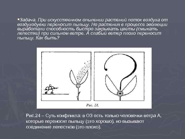 §Задача. При искусственном опылении растений поток воздуха от воздуходувки переносит пыльцу. Но растения в