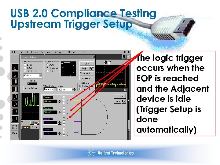 USB 2. 0 Compliance Testing Upstream Trigger Setup The logic trigger occurs when the