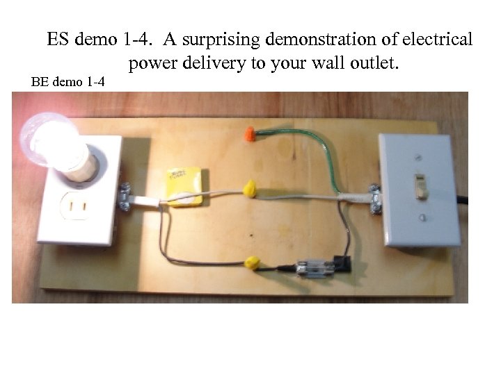 ES demo 1 -4. A surprising demonstration of electrical power delivery to your wall