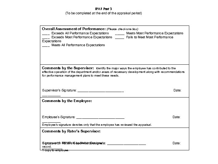 IPAF Part 3 (To be completed at the end of the appraisal period) Overall