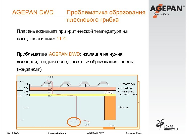 AGEPAN DWD Проблематика образования плесневого грибка Плесень возникает при критической температуре на поверхности ниже