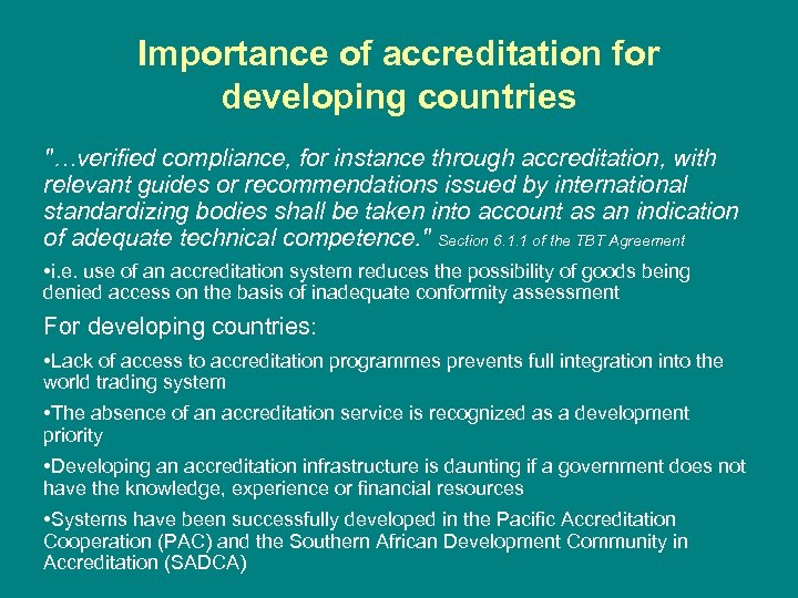 Importance of accreditation for developing countries 