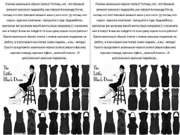 Почему маленькое чёрное платье? Потому, что - это базовый элемент женского гардероба, как говорит