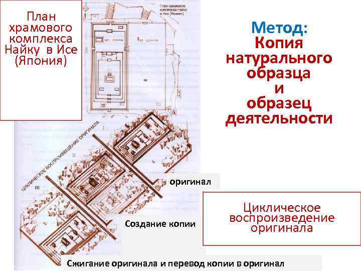 План храмового комплекса Найку в Исе (Япония) Метод: Копия натурального образца и образец деятельности