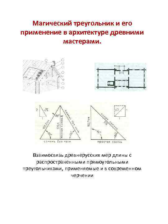 Магический треугольник и его применение в архитектуре древними мастерами. Взаимосвязь древнерусских мер длины с