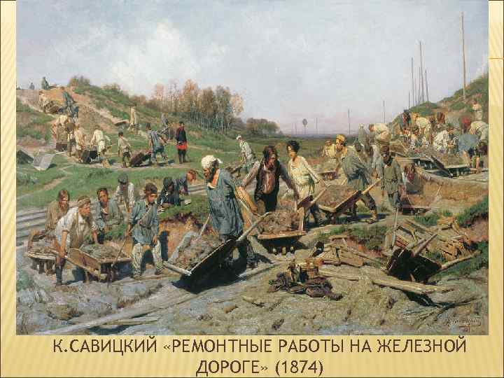 К. САВИЦКИЙ «РЕМОНТНЫЕ РАБОТЫ НА ЖЕЛЕЗНОЙ ДОРОГЕ» (1874) 