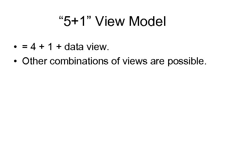 “ 5+1” View Model • = 4 + 1 + data view. • Other