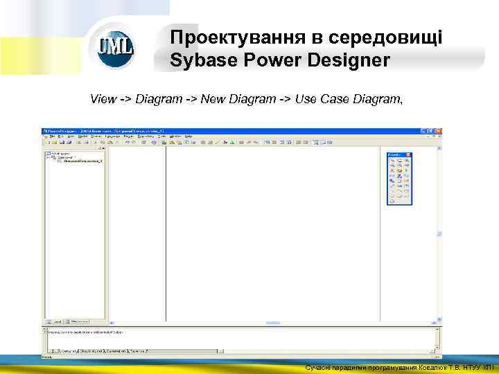 Проектування в середовищі Sybase Power Designer View -> Diagram -> New Diagram -> Use