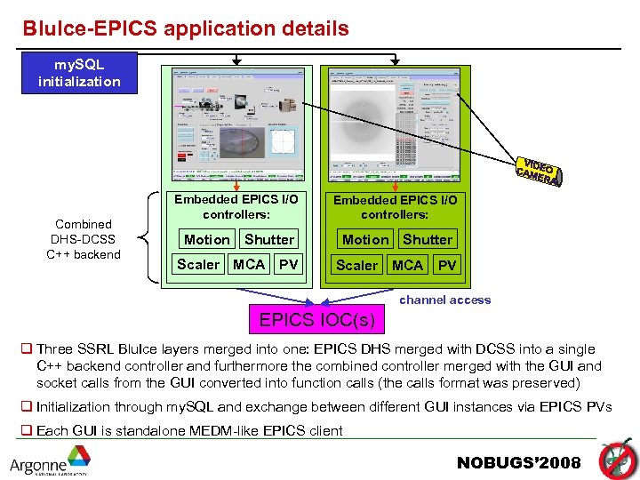 Blu. Ice-EPICS application details my. SQL initialization Combined DHS-DCSS C++ backend Embedded EPICS I/O