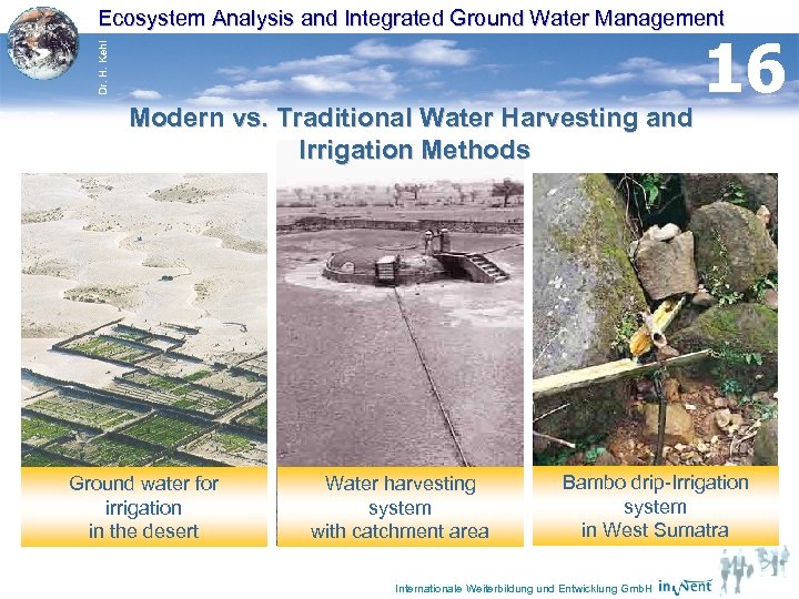 Dr. H. Kehl Ecosystem Analysis and Integrated Ground Water Management Modern vs. Traditional Water