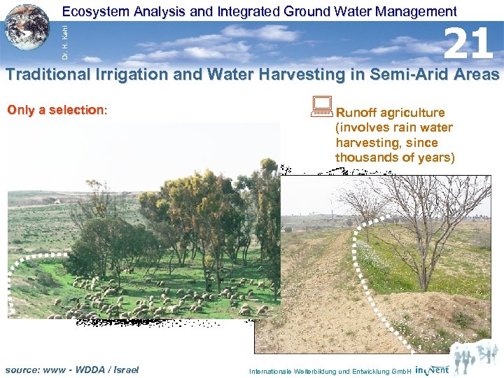 Ecosystem Analysis and Integrated Ground Water Management Dr. H. Kehl 21 Traditional Irrigation and