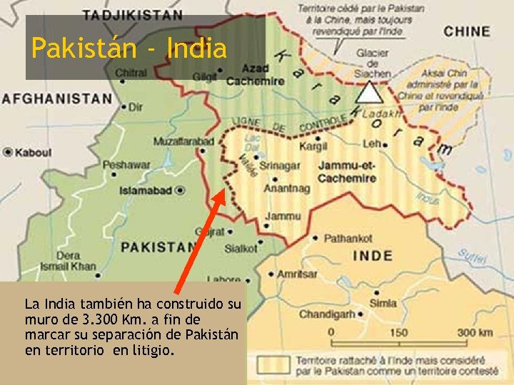 Pakistán - India • La India también ha construido su muro de 3. 300