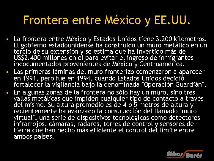 Frontera entre México y EE. UU. • La frontera entre México y Estados Unidos