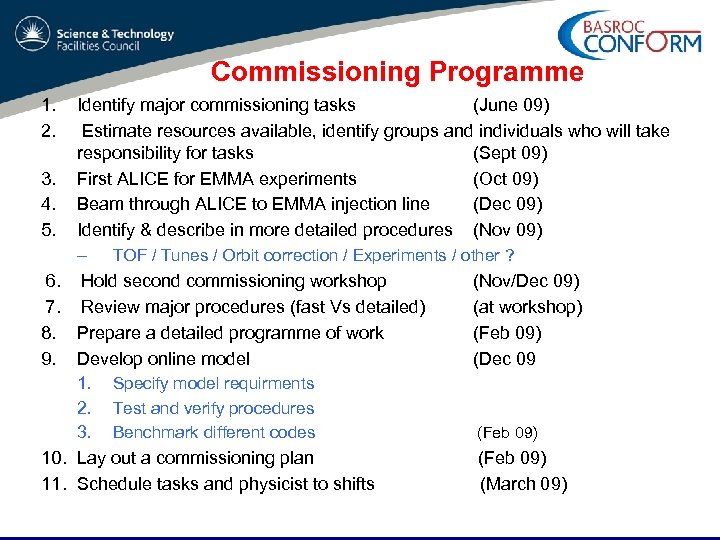 Commissioning Programme 1. 2. 3. 4. 5. 6. 7. 8. 9. 10. 11. Identify