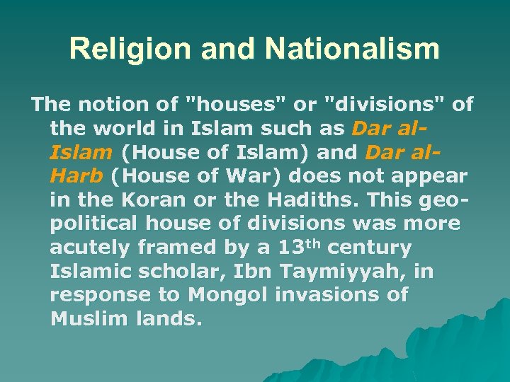 Religion and Nationalism The notion of 