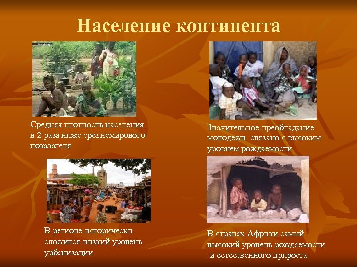 Население континента Средняя плотность населения в 2 раза ниже среднемирового показателя В регионе исторически