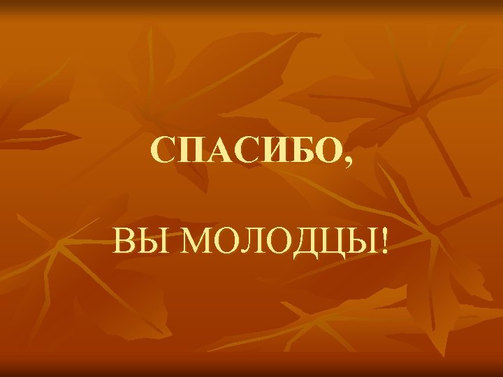 СПАСИБО, ВЫ МОЛОДЦЫ! 