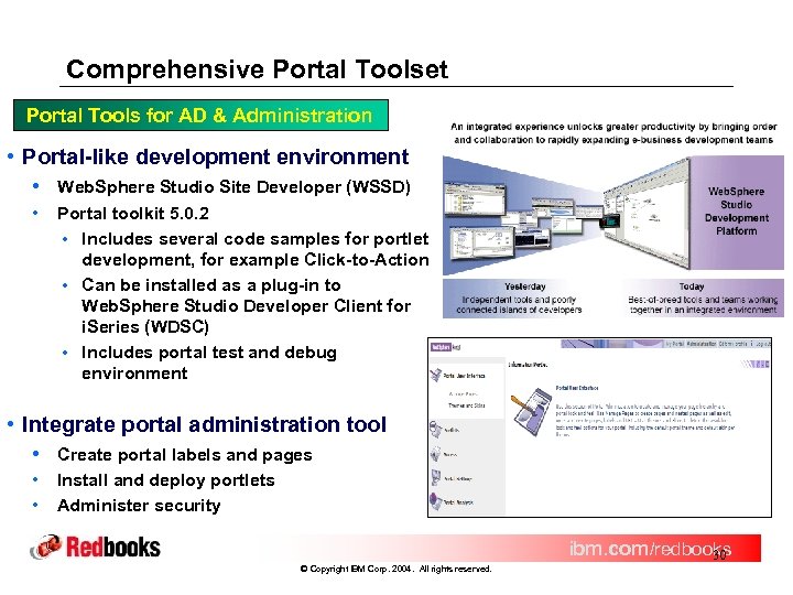 Comprehensive Portal Toolset Portal Tools for AD & Administration • Portal-like development environment •