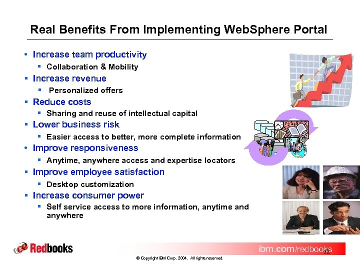 Real Benefits From Implementing Web. Sphere Portal • Increase team productivity § Collaboration &
