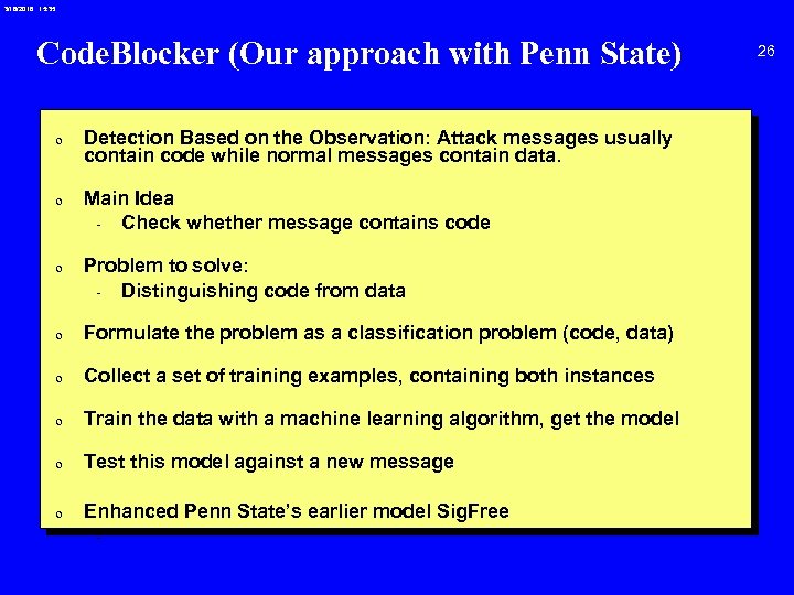 3/18/2018 15: 35 Code. Blocker (Our approach with Penn State) 0 Detection Based on