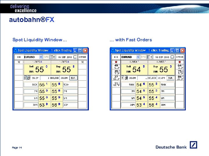 autobahn®FX Spot Liquidity Window… Page 14 … with Fast Orders 