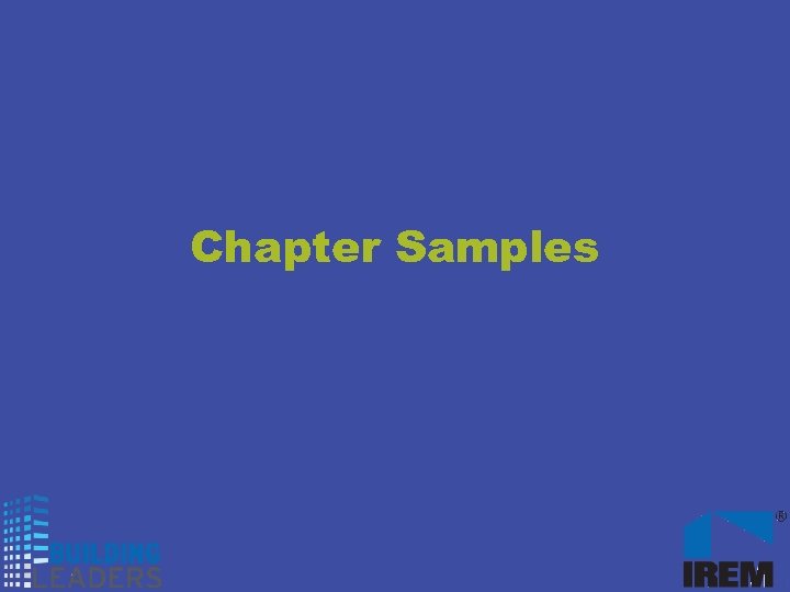 Chapter Samples 
