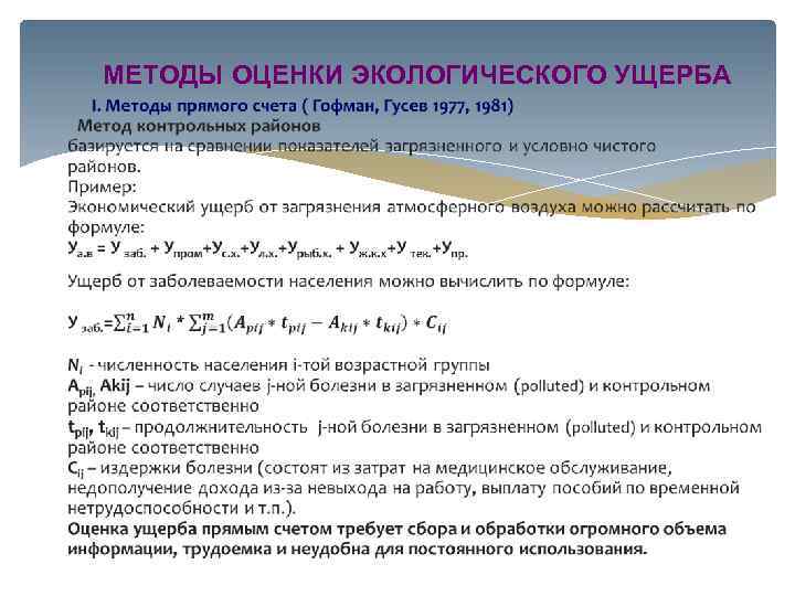 МЕТОДЫ ОЦЕНКИ ЭКОЛОГИЧЕСКОГО УЩЕРБА 