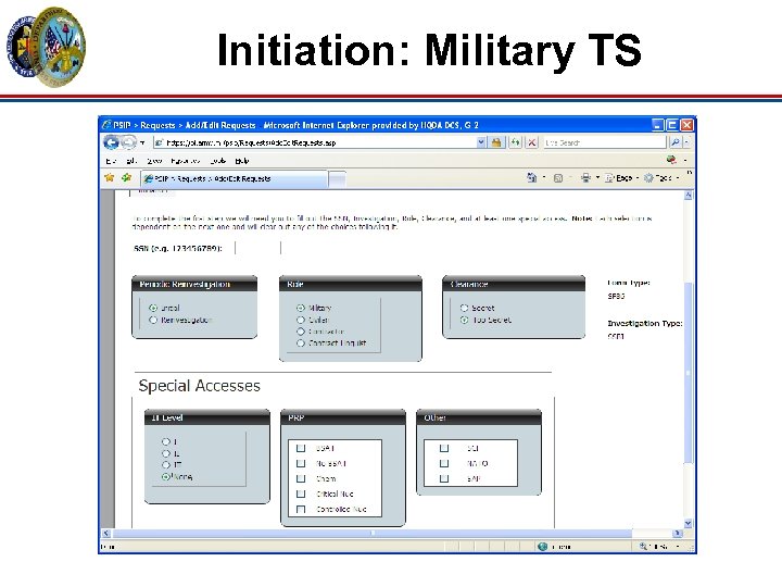 Initiation: Military TS 