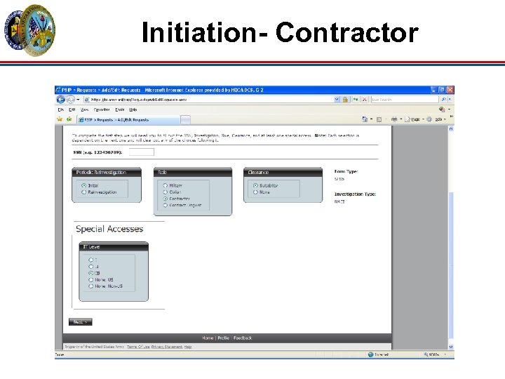 Initiation- Contractor 