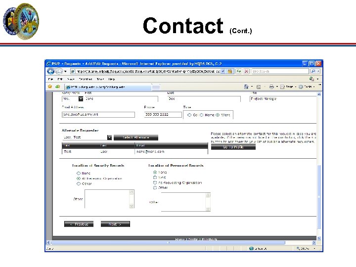 Contact (Cont. ) 