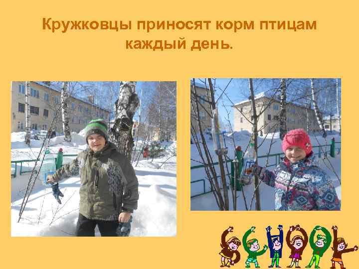 Кружковцы приносят корм птицам каждый день. 