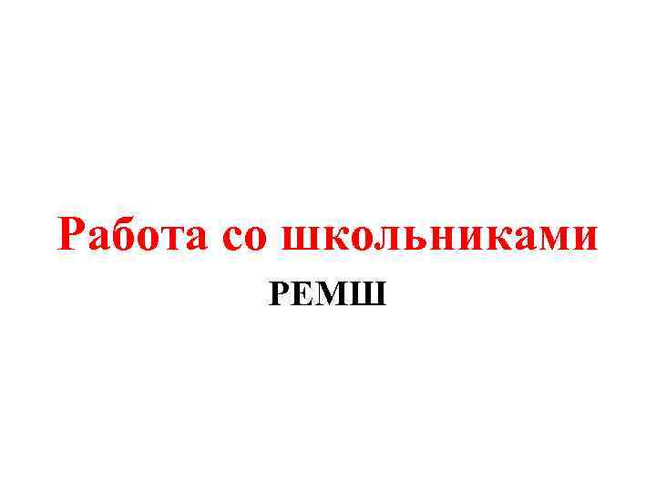 Работа со школьниками РЕМШ 