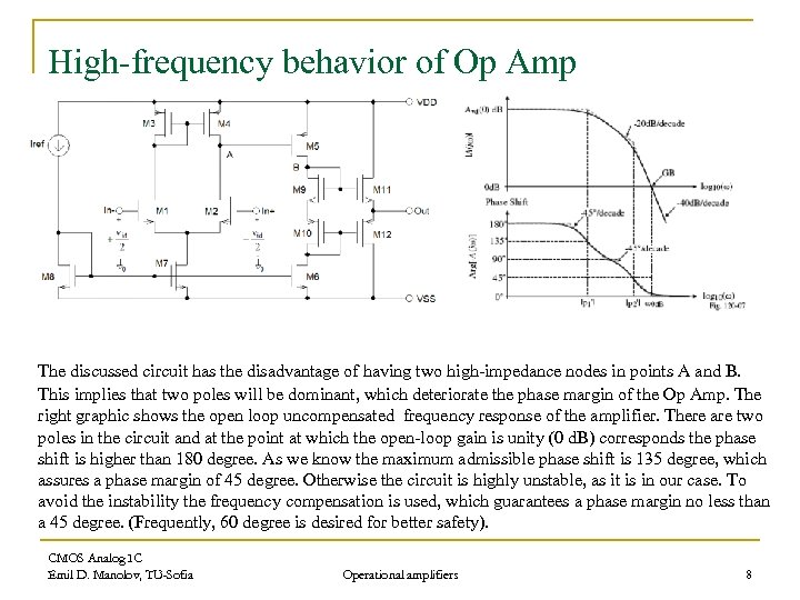 High-frequency behavior of Op Amp The discussed circuit has the disadvantage of having two