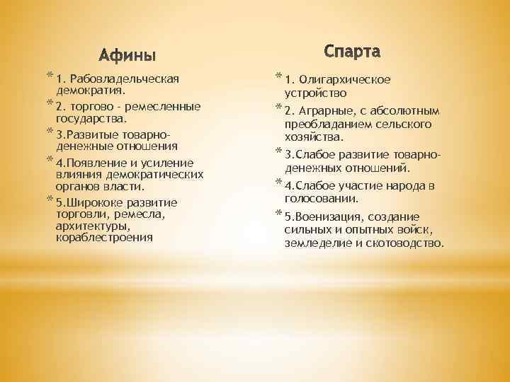 Сравнение афин и спарты 5 класс. Сравнительная характеристика Афин и Спарты.