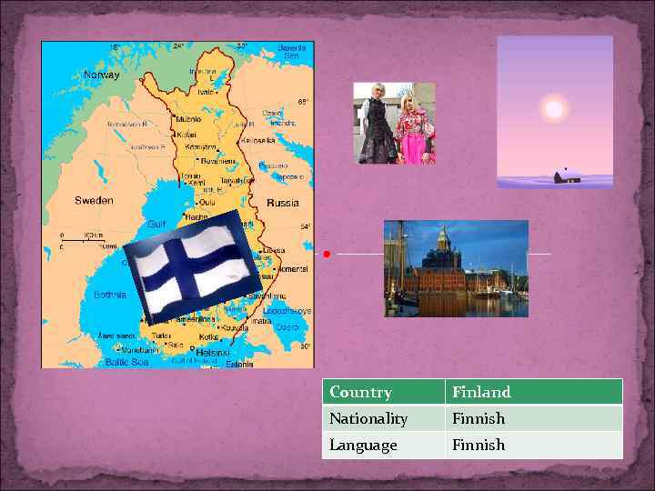Country Finland Nationality Finnish Language Finnish 