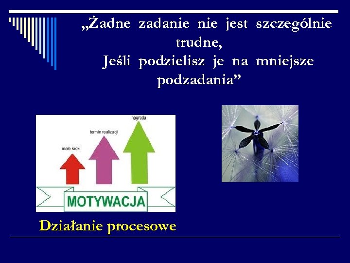 „Żadne zadanie jest szczególnie trudne, Jeśli podzielisz je na mniejsze podzadania” Działanie procesowe 