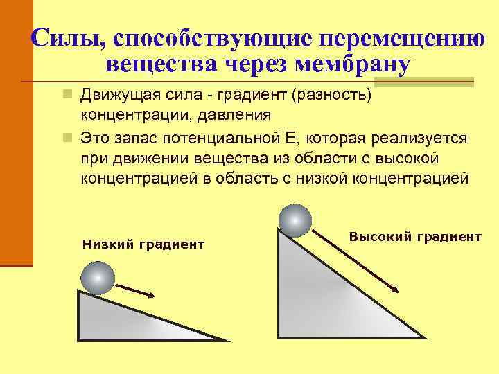 Градиент силы. Градиент концентраций является движущей силой. Градиент силы физика. Движущей силой тепловых процессов является разность.